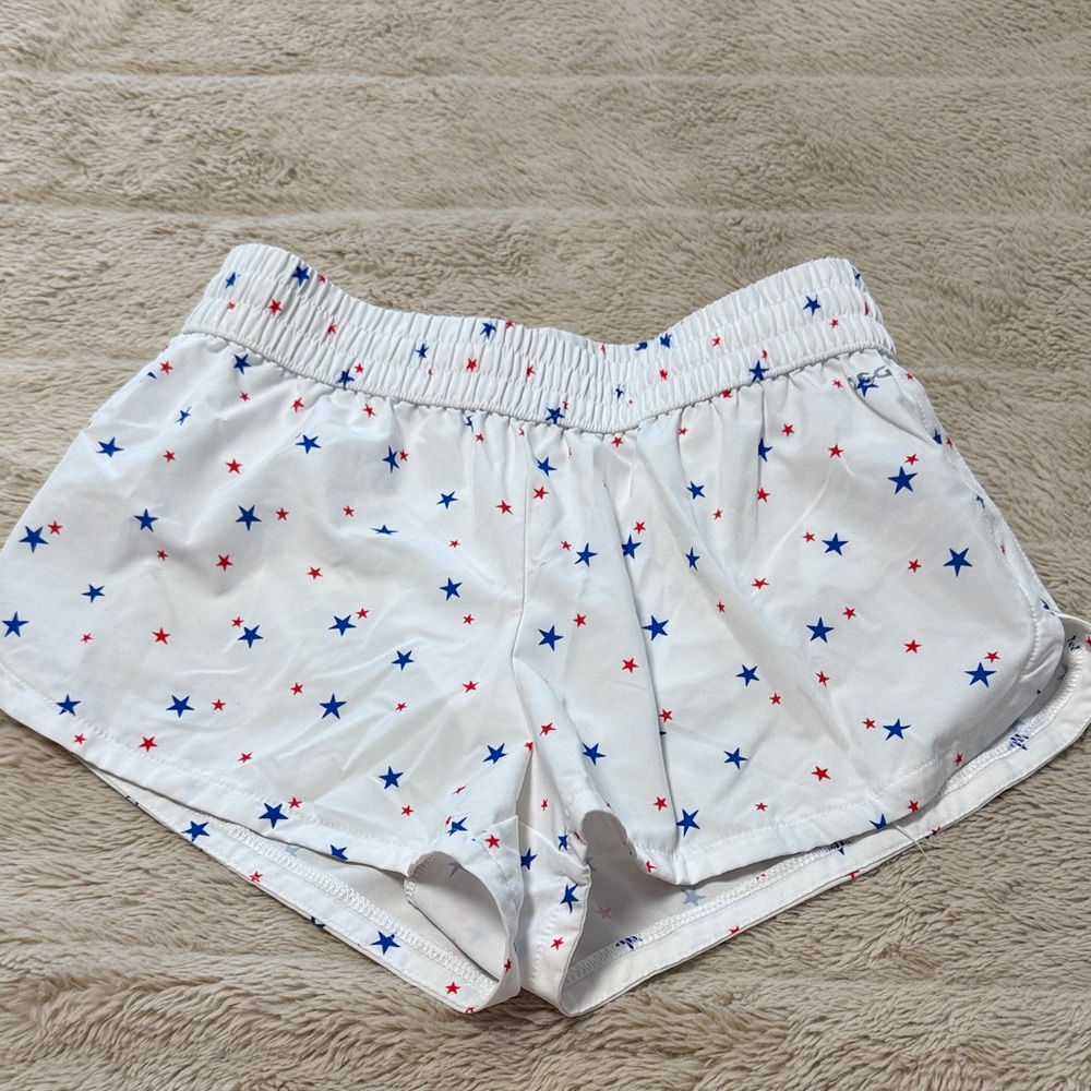 DSG White Athletic Shorts with Red and Blue Stars
